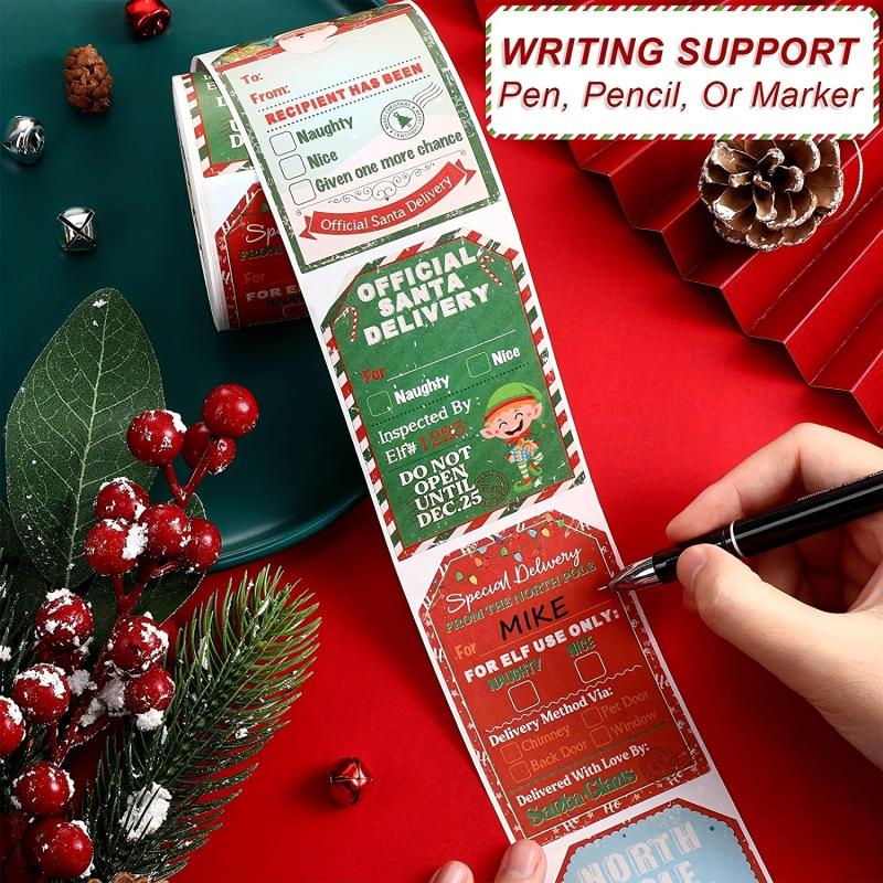 200 Christmas Holiday Stickers, Vintage Christmas Gift Wrapping Labels