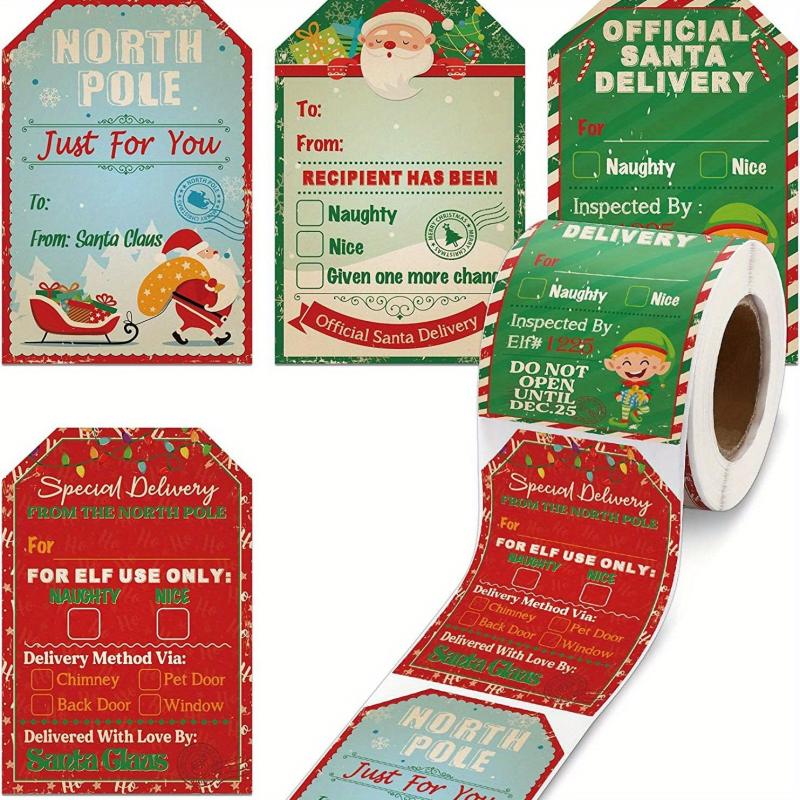 200 Christmas Holiday Stickers, Vintage Christmas Gift Wrapping Labels