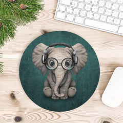 Small Elephant With Headphones Game Mouse Pad for Women Girls
