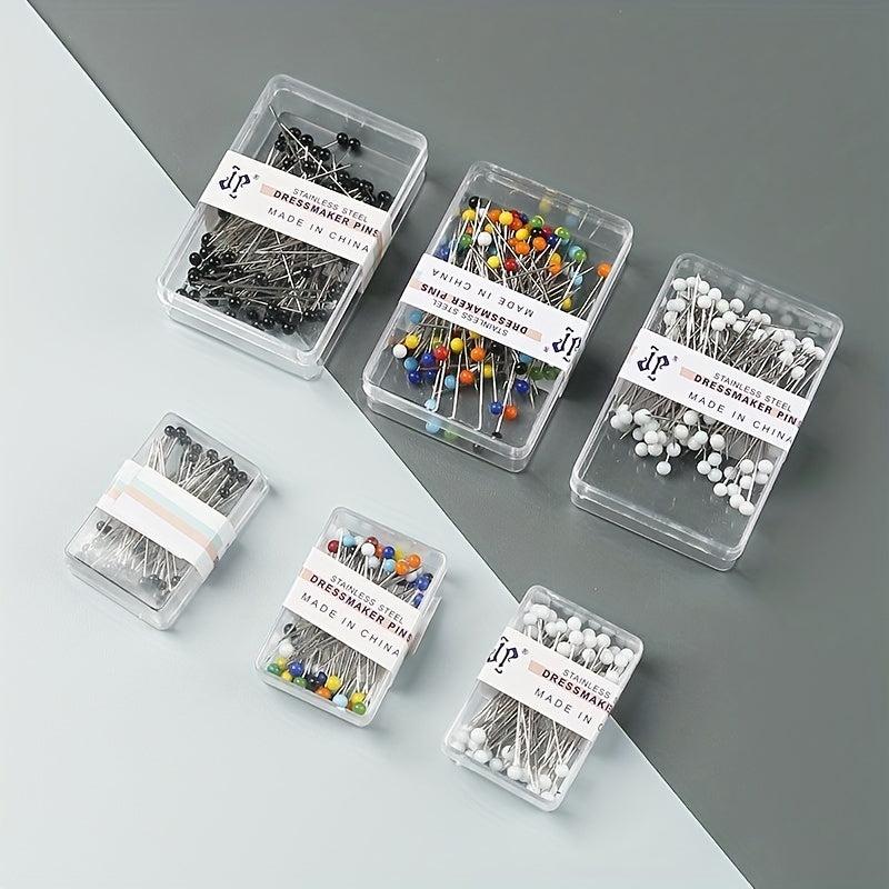 100pcs Sewing Pins With Colored Ball Glass Heads