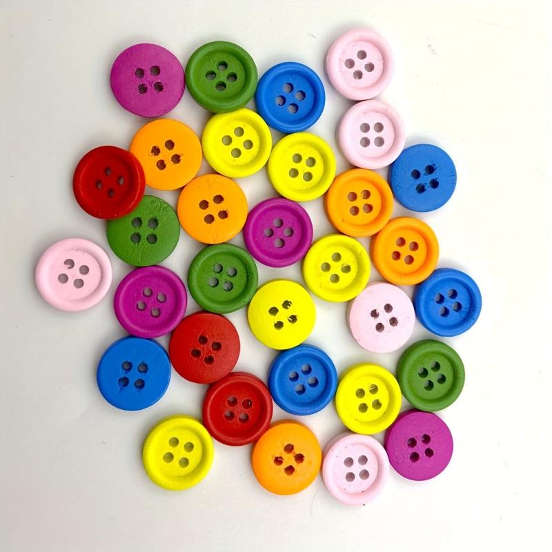 100pcs Mix Wooden Button 4-holes DIY Craft Buttons DIY Clothing Decoration