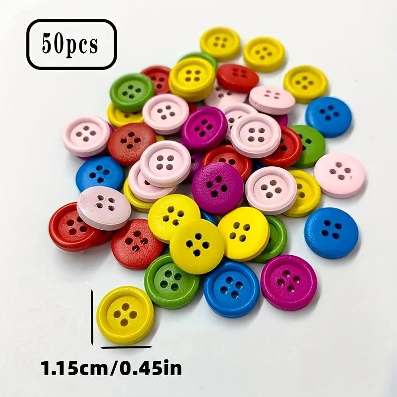 100pcs Mix Wooden Button 4-holes DIY Craft Buttons DIY Clothing Decoration
