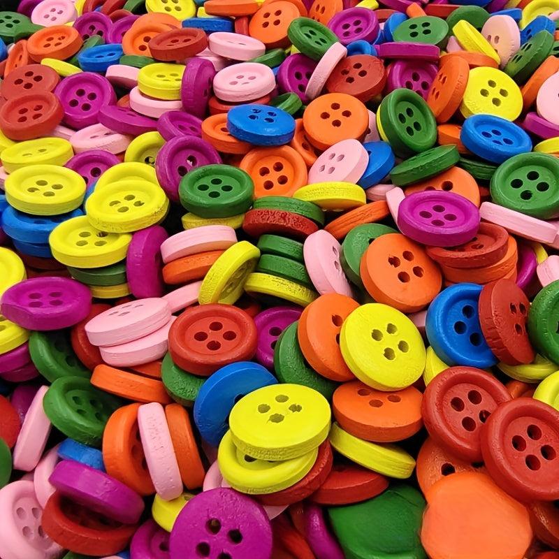 100pcs Mix Wooden Button 4-holes DIY Craft Buttons DIY Clothing Decoration