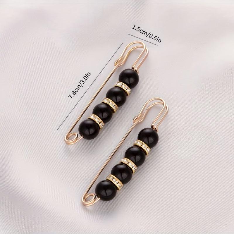 2 Pack Faux Pearl Waist Safety Pin Brooch for Pants Dress Skirt