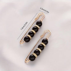 2 Pack Faux Pearl Waist Safety Pin Brooch for Pants Dress Skirt