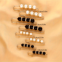 2 Pack Faux Pearl Waist Safety Pin Brooch for Pants Dress Skirt