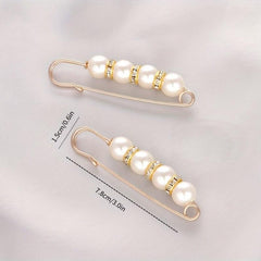 2 Pack Faux Pearl Waist Safety Pin Brooch for Pants Dress Skirt