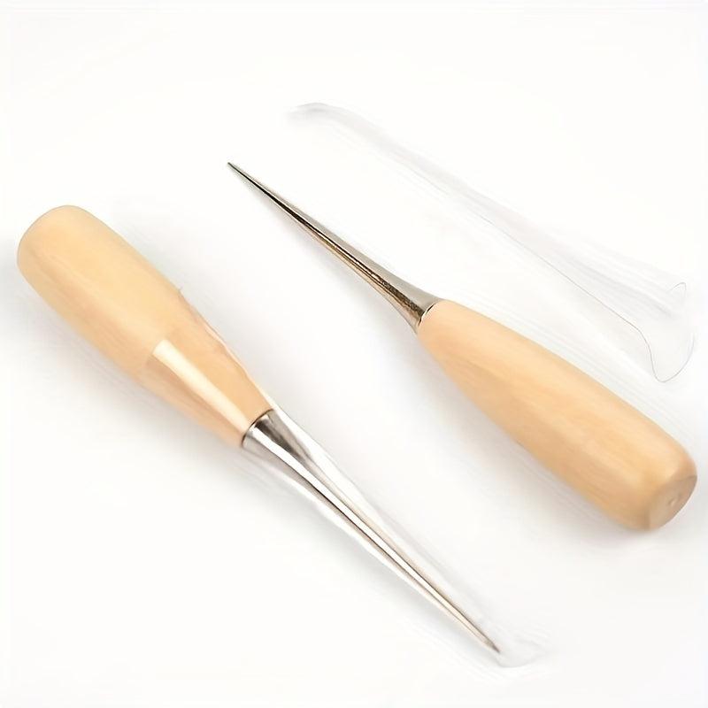 Wooden Handle Sewing Awl Pin Punching Hole Maker Stitching Awl Kit