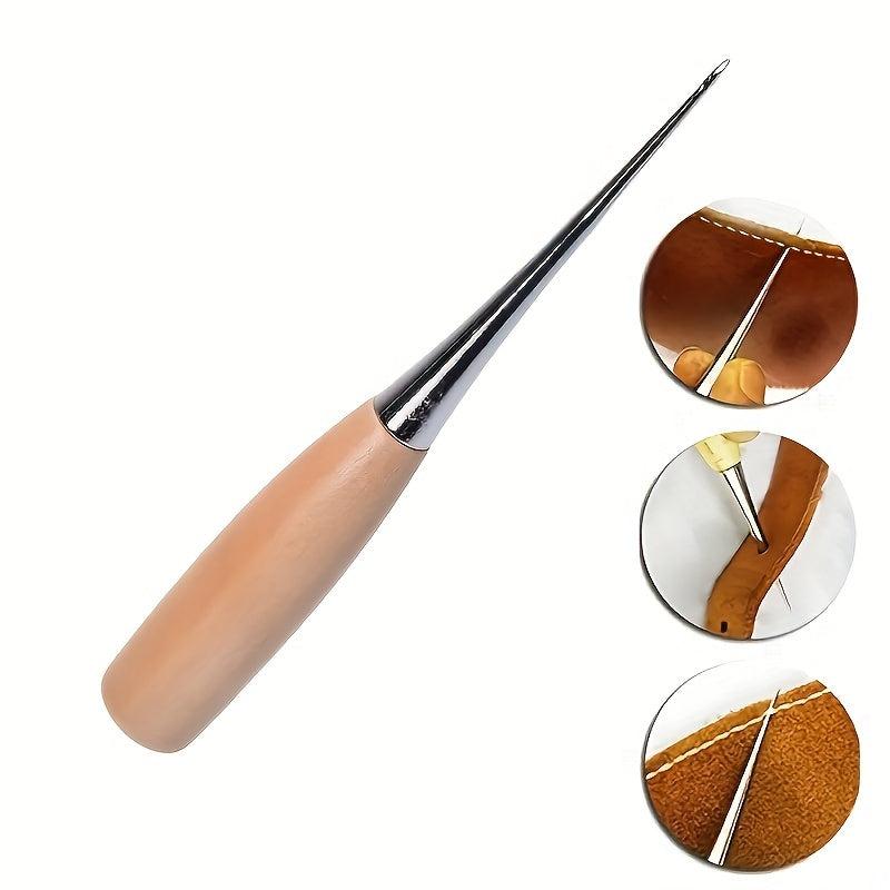 Wooden Handle Sewing Awl Pin Punching Hole Maker Stitching Awl Kit