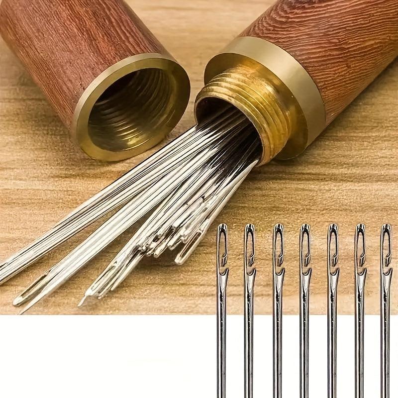 12pcs Embroidery Needles Wooden Storage Box Sewing Supplies