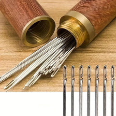 12pcs Embroidery Needles Wooden Storage Box Sewing Supplies