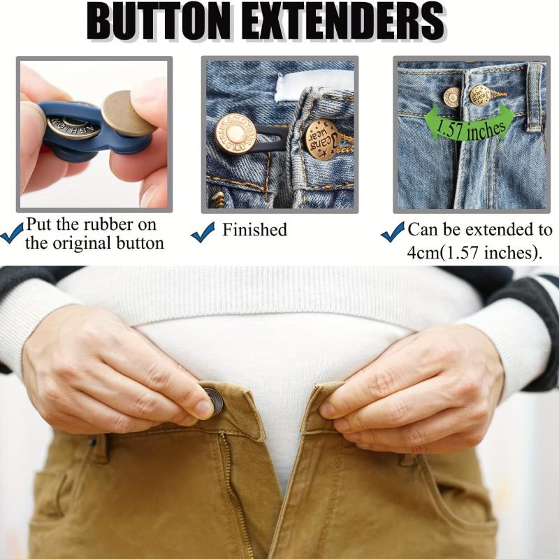 4pcs Metal Retractable Waistband Extender Buttons For Jeans