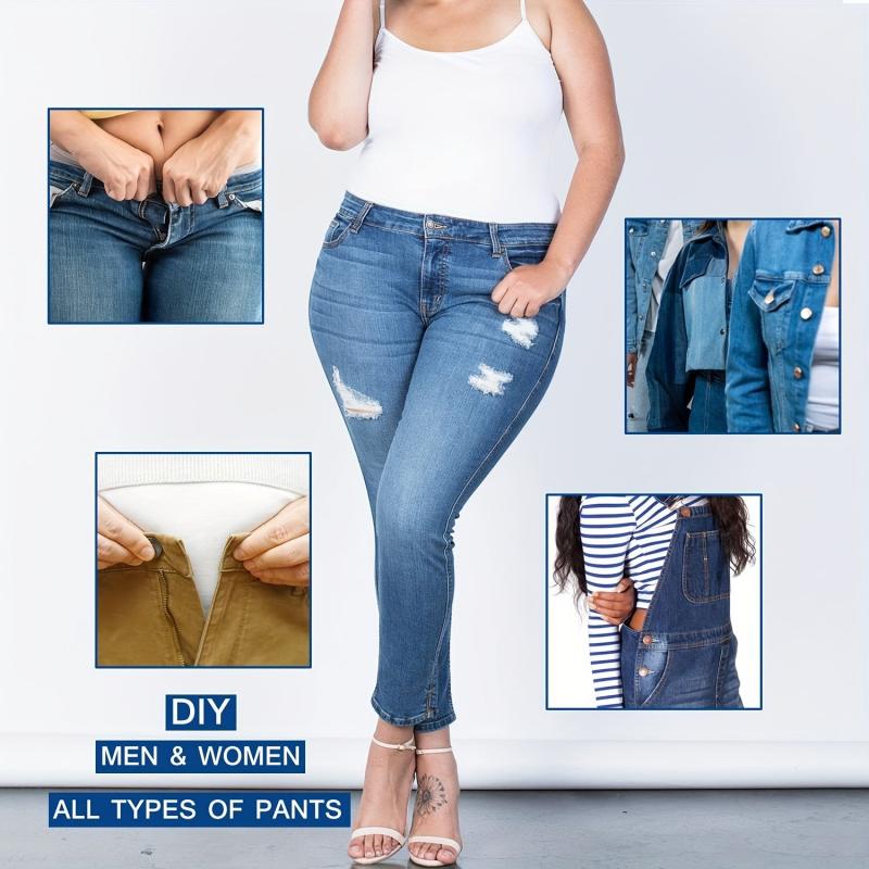 4pcs Metal Retractable Waistband Extender Buttons For Jeans