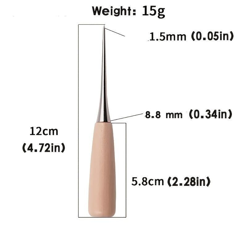 Wooden Handle Sewing Awl Pin Punching Hole Maker Stitching Awl Kit