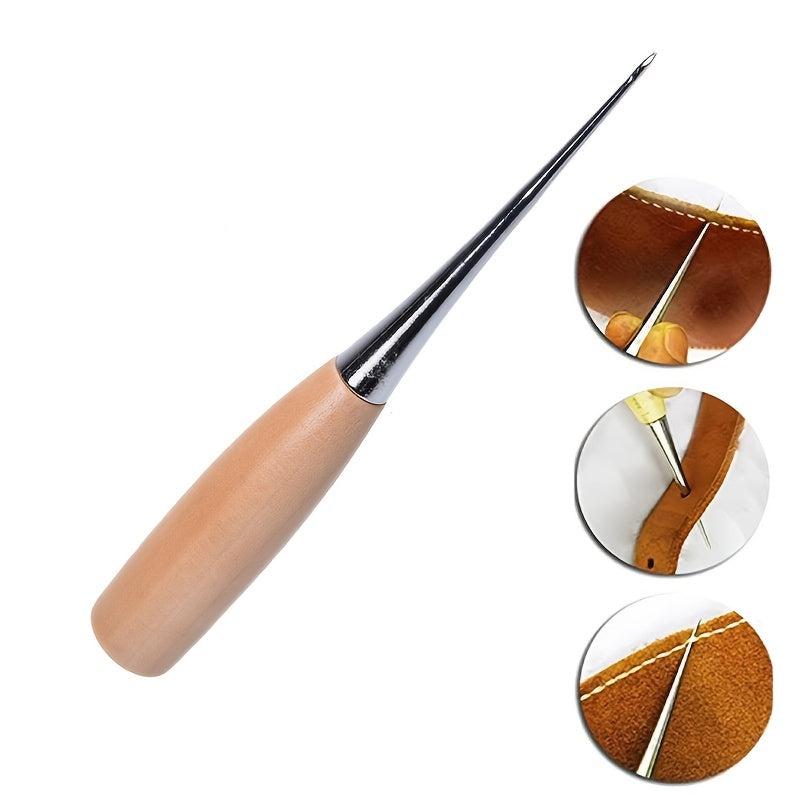 Wooden Handle Sewing Awl Pin Punching Hole Maker Stitching Awl Kit
