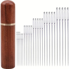 25pcs Large Eye Sewing Needles With Needle Case