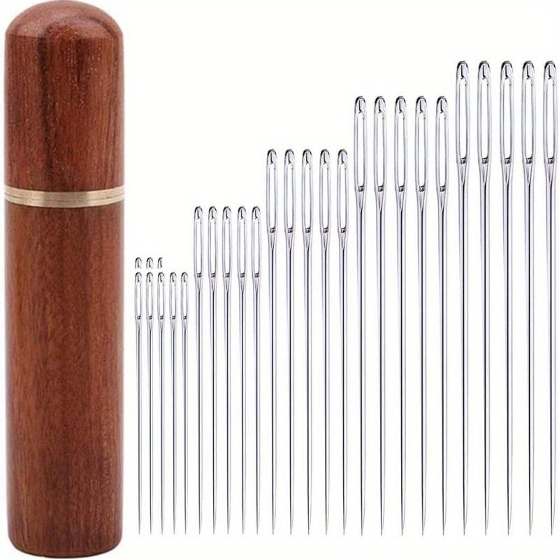 25pcs Large Eye Sewing Needles With Needle Case