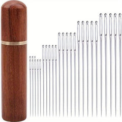 25pcs Large Eye Sewing Needles With Needle Case
