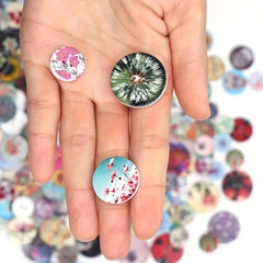 50pcs Wooden Buttons Multiple Styles Round Decorative Painted Wood