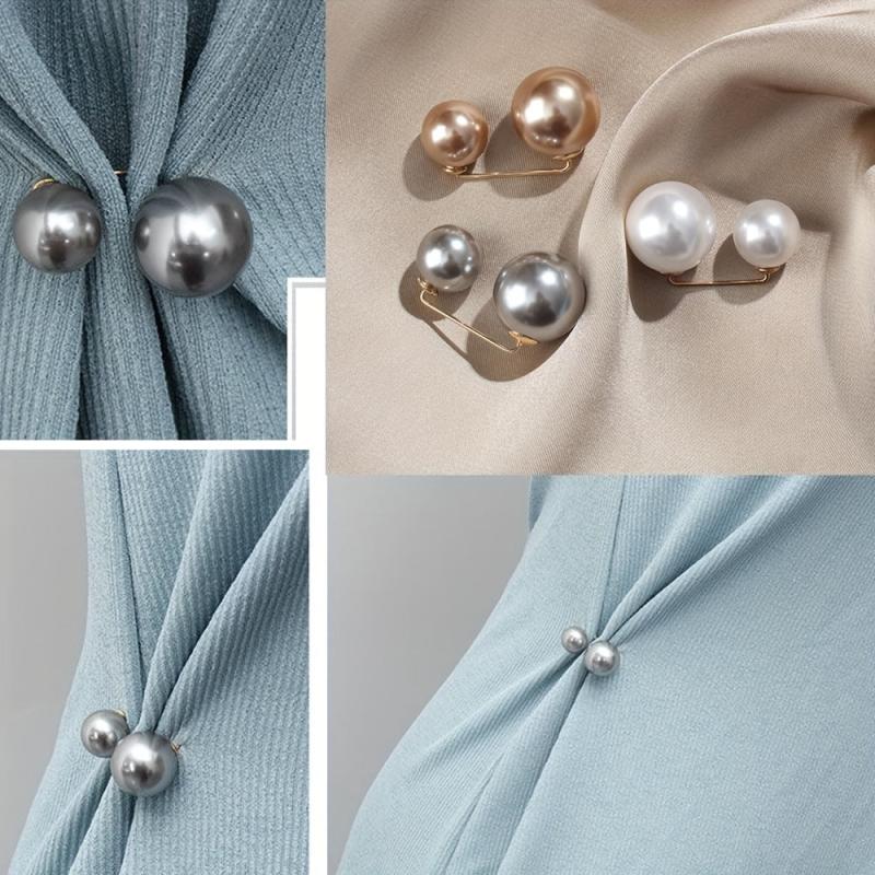 3pcs Pearls Brooches Dress Skirt Waist Tightening Brooch Pin