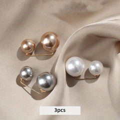 3pcs Pearls Brooches Dress Skirt Waist Tightening Brooch Pin
