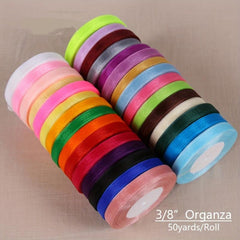 10mm 45m Roll Organza Ribbon for Wrapping Christmas Party Gift Packaging