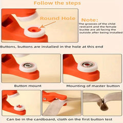 Snap Button Kit Hand Pressure Pliers 50 Snaps Box Metal DIY Crafts Sewing Supp