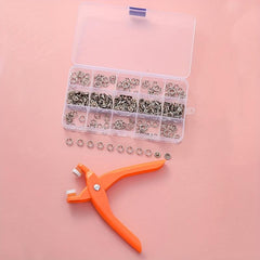 Snap Button Kit Hand Pressure Pliers 50 Snaps Box Metal DIY Crafts Sewing Supp