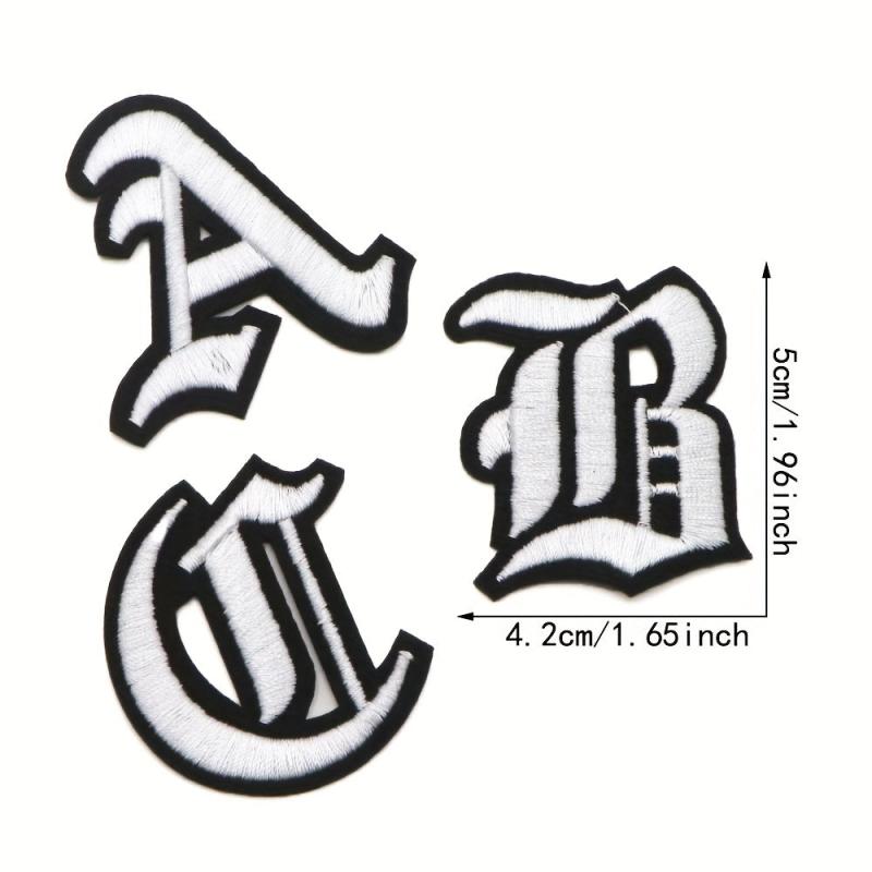 Gothic Alphabet Number Letter Embroidery Patches Iron On Sew On Patches