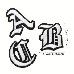 Gothic Alphabet Number Letter Embroidery Patches Iron On Sew On Patches