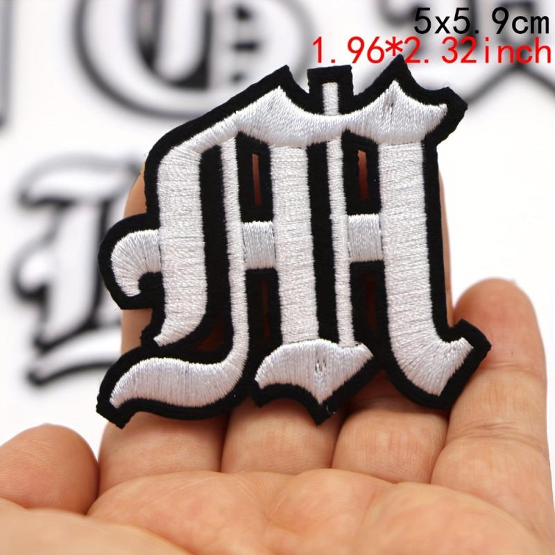 Gothic Alphabet Number Letter Embroidery Patches Iron On Sew On Patches