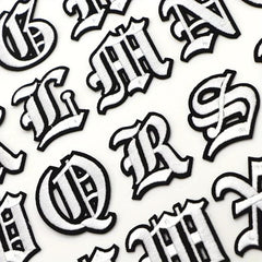 Gothic Alphabet Number Letter Embroidery Patches Iron On Sew On Patches