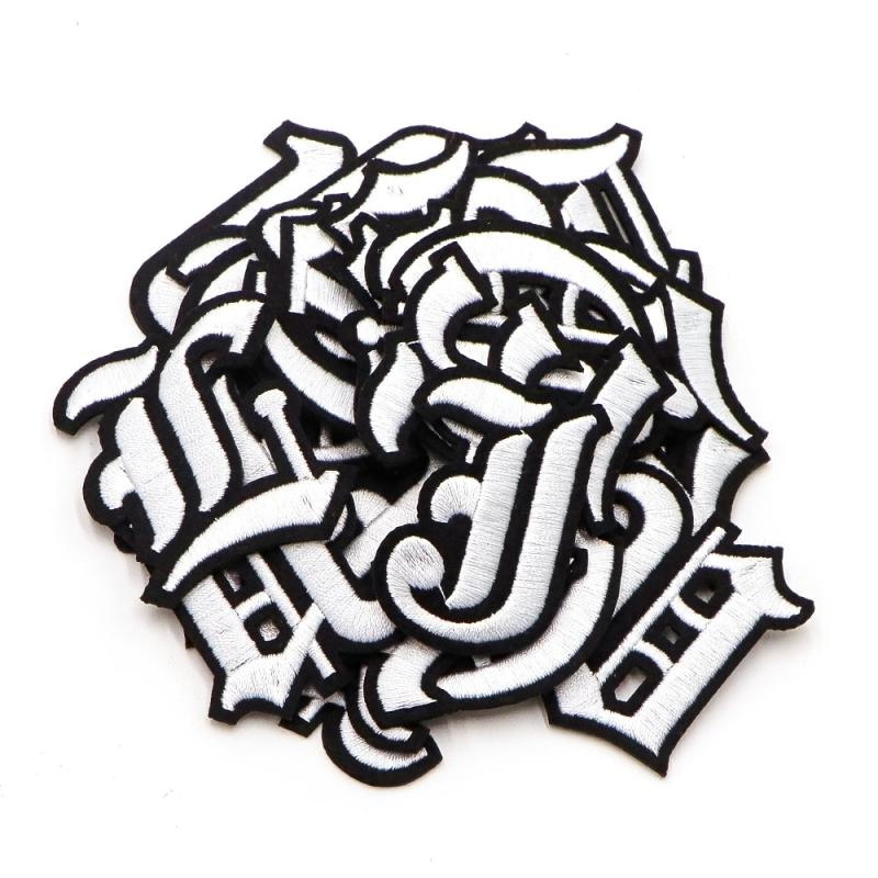 Gothic Alphabet Number Letter Embroidery Patches Iron On Sew On Patches