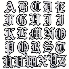 Gothic Alphabet Number Letter Embroidery Patches Iron On Sew On Patches