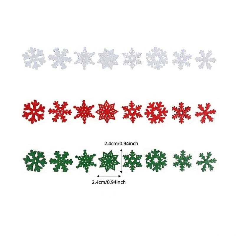 50pcs Snowflake Buttons Xmas Wood Chip Craft Patches 24mm Decorative Christmas