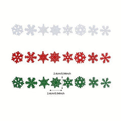 50pcs Snowflake Buttons Xmas Wood Chip Craft Patches 24mm Decorative Christmas