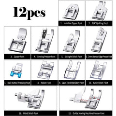 12pcs Sewing Machine Presser Foot Set Accessories Low Shank Sewing Machine