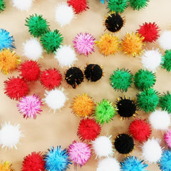 150pc Multicolored Glitter Poms for Crafts