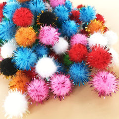 150pc Multicolored Glitter Poms for Crafts