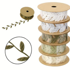 1yd Embossed Leaves Nonwoven Ribbon Lace Snowflake Christmas Leaf Decoration