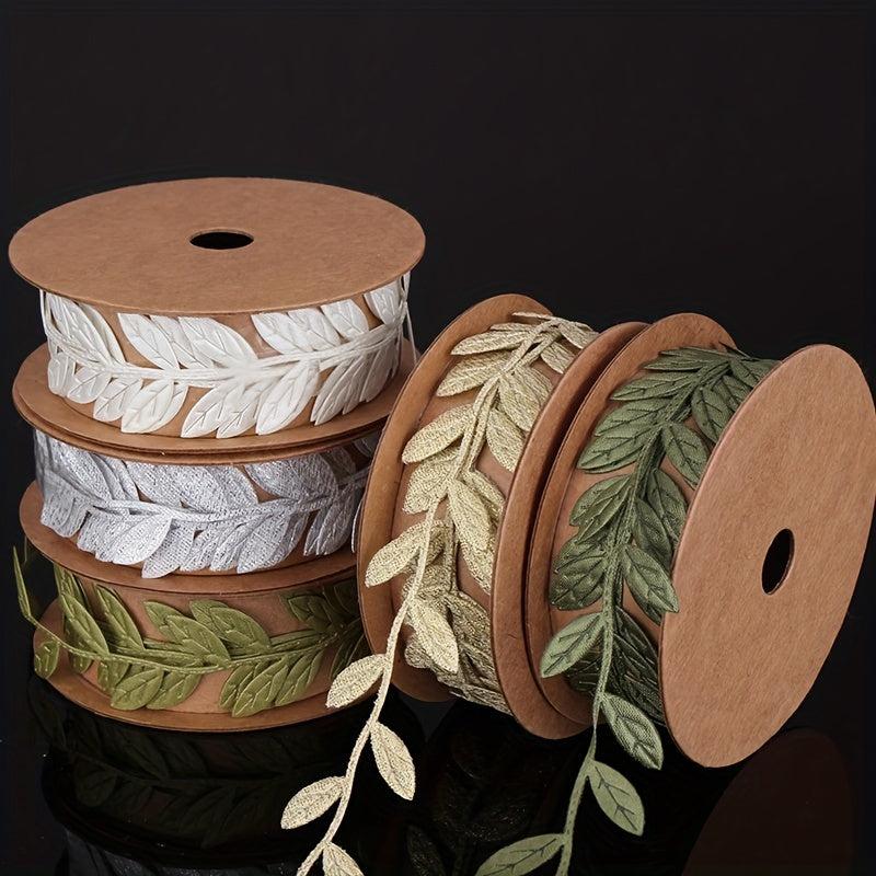 1yd Embossed Leaves Nonwoven Ribbon Lace Snowflake Christmas Leaf Decoration