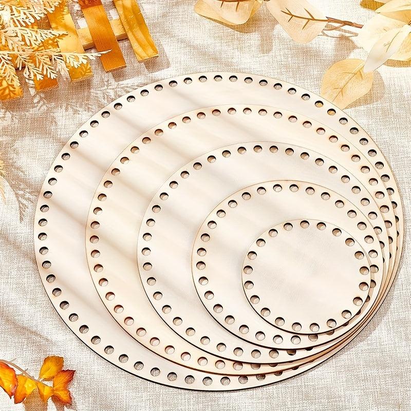 1pc Round Basket Bottom DIY Storage Natural Wooden Board