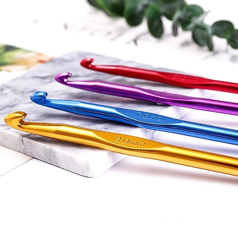 12pcs Multicolor Aluminum Crochet Hooks 2-8mm