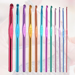 12pcs Multicolor Aluminum Crochet Hooks 2-8mm