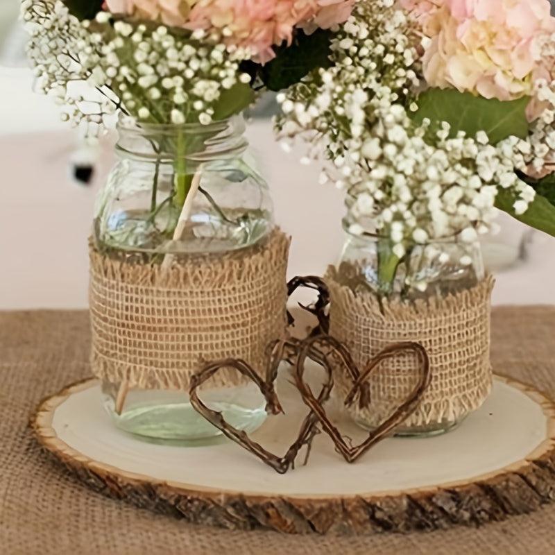 2 Yards Natural Jute Burlap Hessian Ribbon Wedding Party Year Home Decor DIY Cra