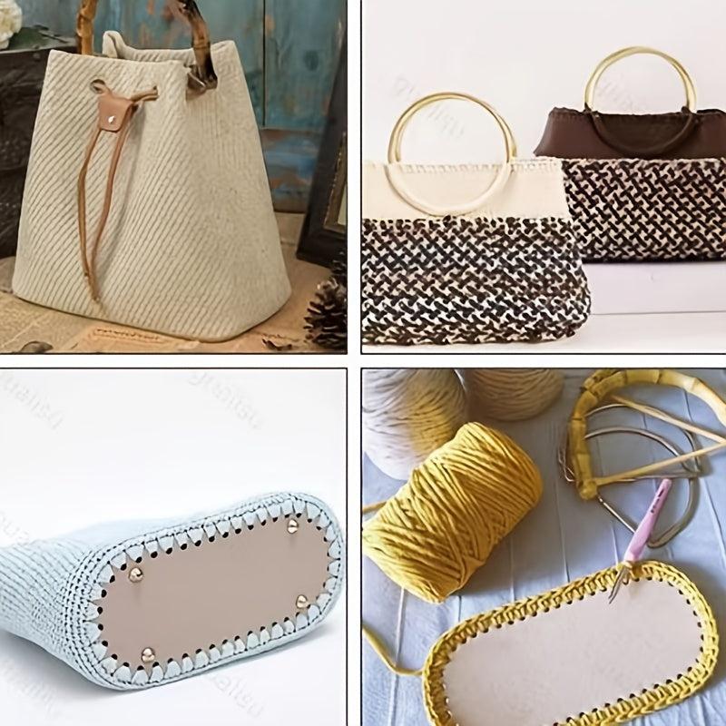 2pcs Woven Oval Bag Bottom PU Leather Holder DIY Handbag Oval Bottom