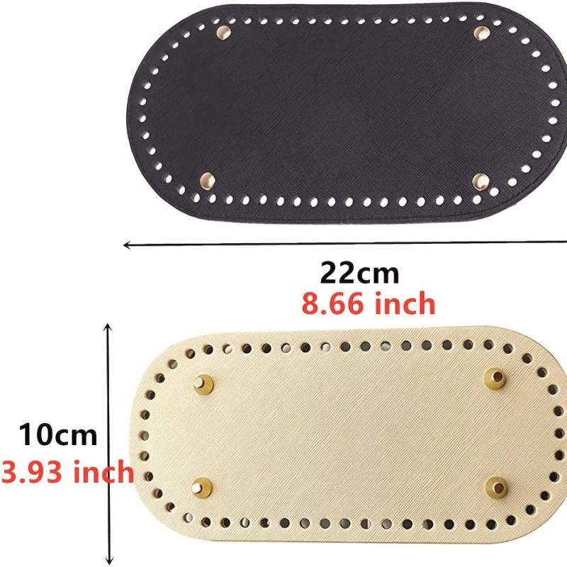 2pcs Woven Oval Bag Bottom PU Leather Holder DIY Handbag Oval Bottom