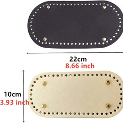2pcs Woven Oval Bag Bottom PU Leather Holder DIY Handbag Oval Bottom