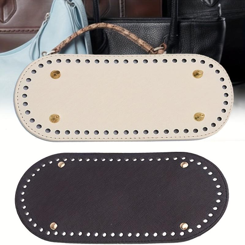2pcs Woven Oval Bag Bottom PU Leather Holder DIY Handbag Oval Bottom