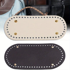 2pcs Woven Oval Bag Bottom PU Leather Holder DIY Handbag Oval Bottom